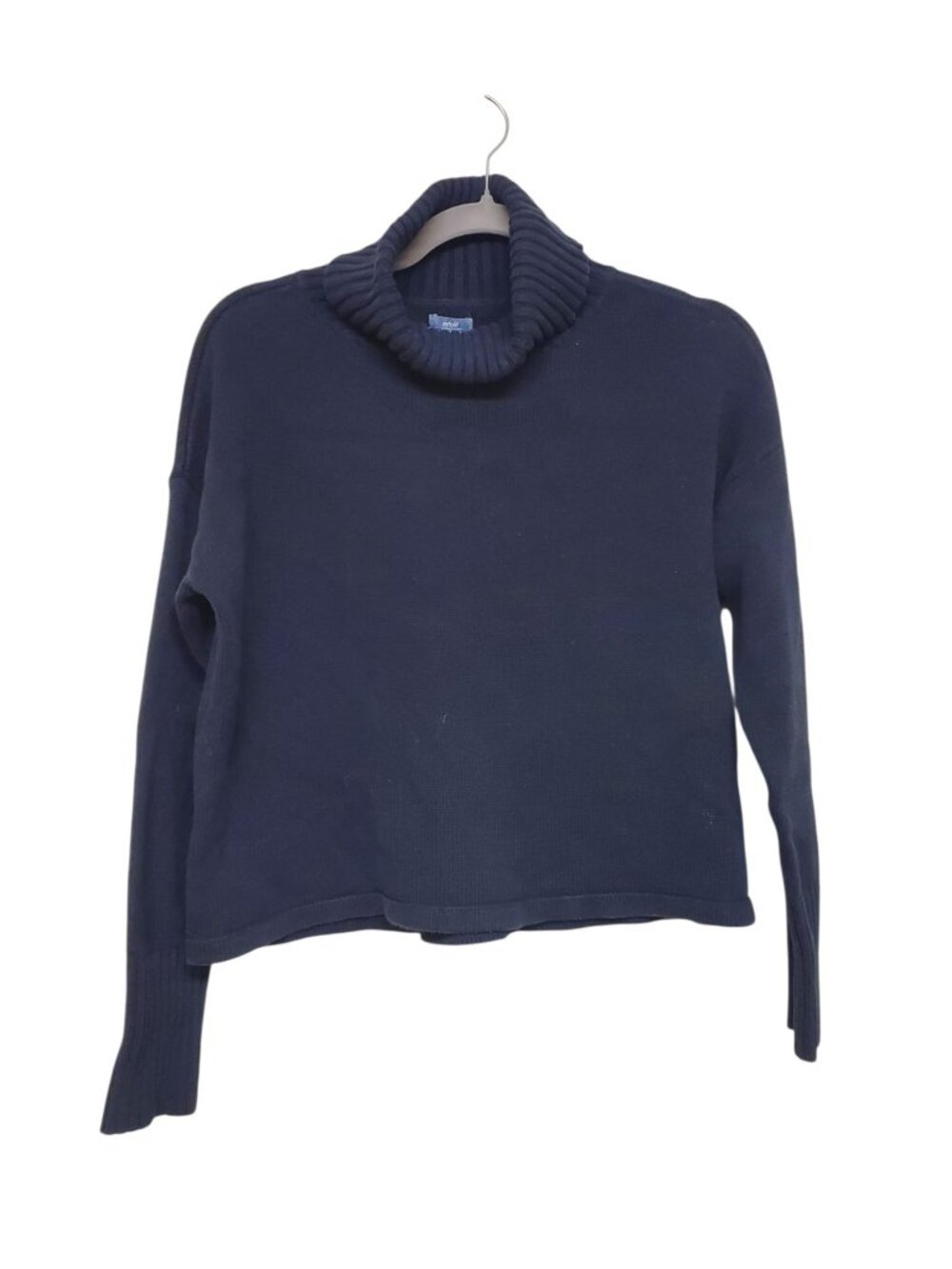 Aerie Women's Faded Black Cropped Length Ribbed Knit Turtleneck Sweater Size M